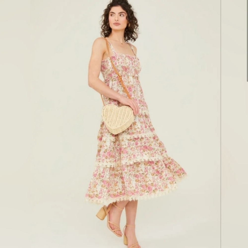 NWT ALTAR'D STATE Alissandra Floral Midi Dress
Color: Ivory-Pink Size Large